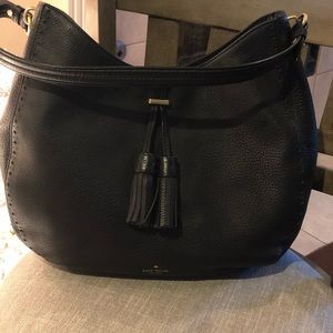 Kate Spade Black Pebble Tassel Hobo Shoulder Bag